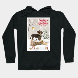 Wire Haired Dachshund Dog Merry Christmas Hoodie